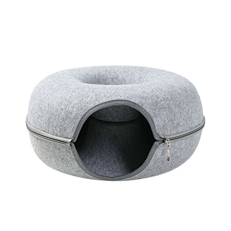 Indoor Cats Detachable Round Felt Cat Bed + Magic Organ Cat Scratch Board