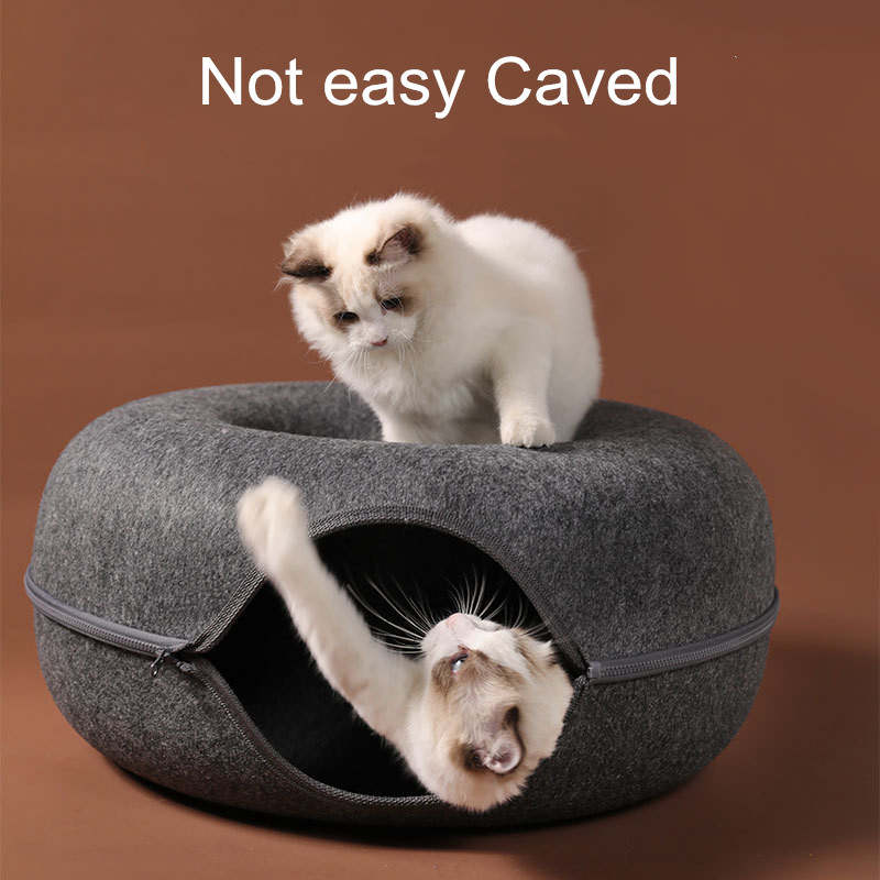 Indoor Cats Detachable Round Felt Cat Bed + Magic Organ Cat Scratch Board