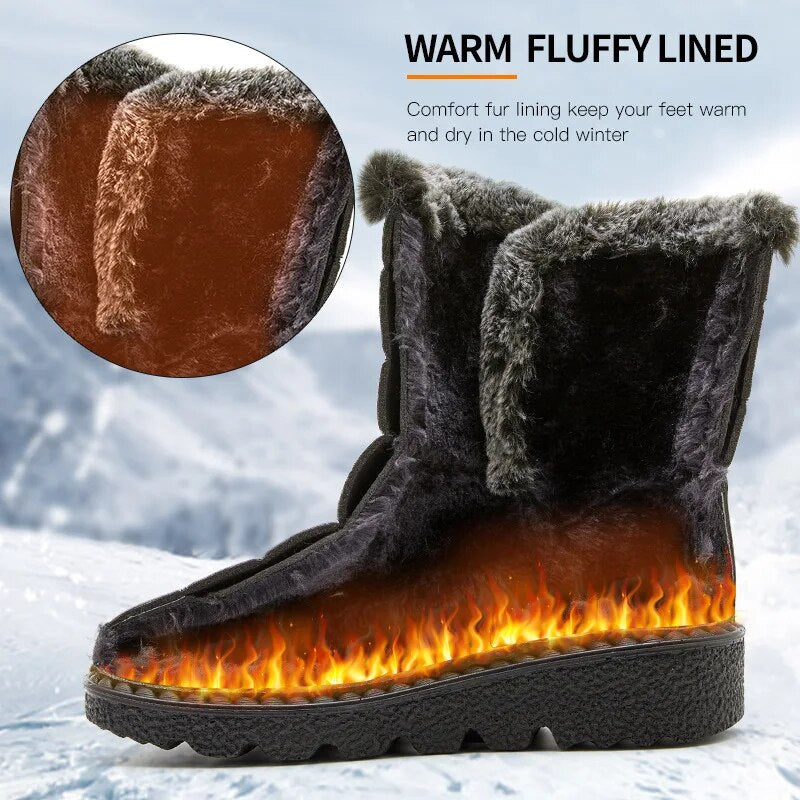 Long Plush Snow Boots Woman Platform Shoes Warm Cotton Couples Ankle Boots