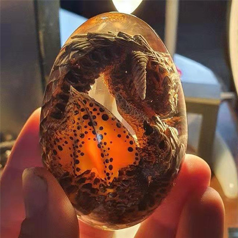 Crystal Transparent Resin Statue Dragon Egg Lava