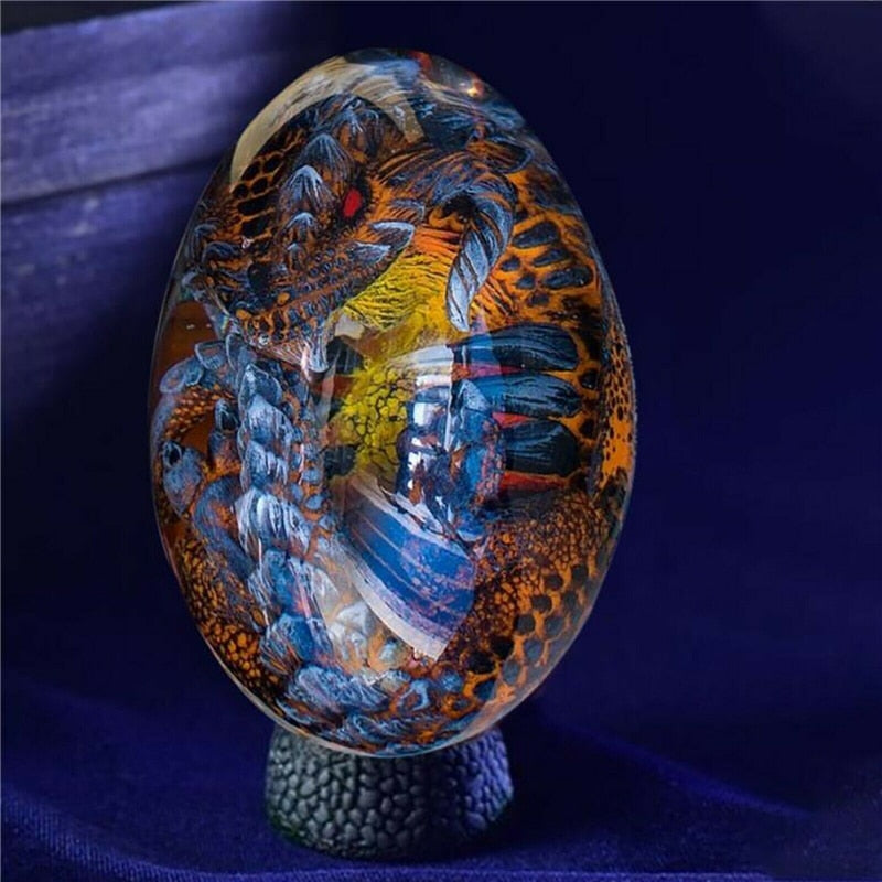 Crystal Transparent Resin Statue Dragon Egg Lava