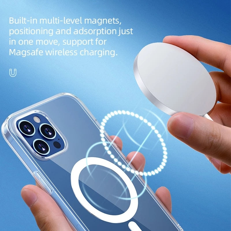 Ultra Clear Magnetic Circle Magsafing Case For iPhone 14 13 12 11 Pro Max Mini XS XR 7 8 Plus SE iPhone Magnetic Macsafe Cases