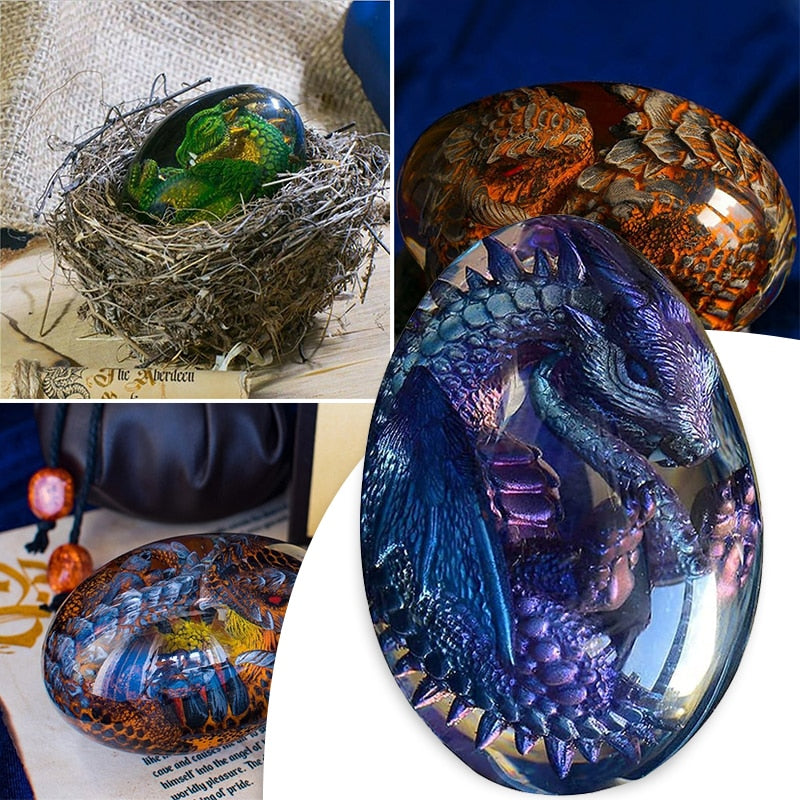 Crystal Transparent Resin Statue Dragon Egg Lava